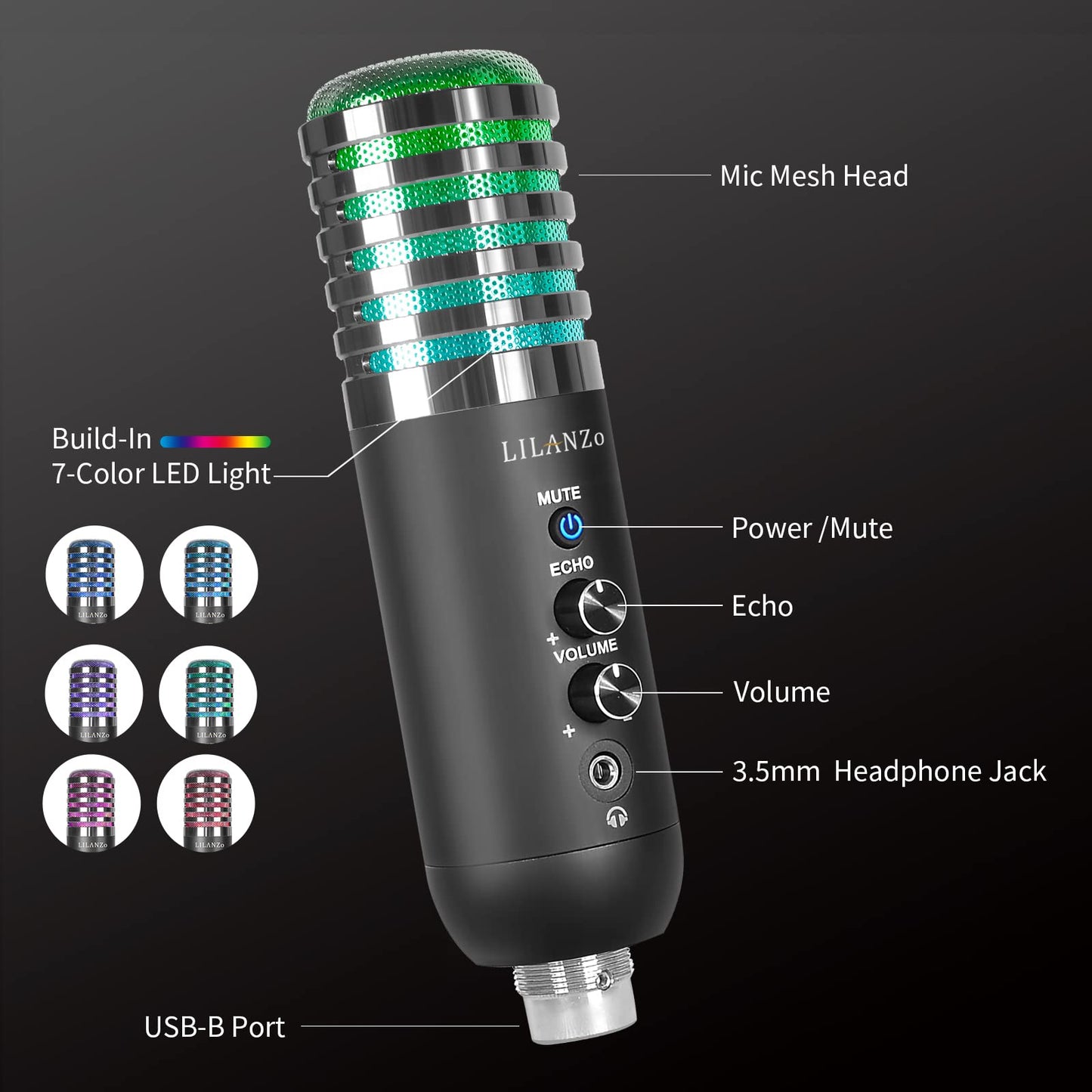LILANZo USB Condenser Microphone for PC PS4, PS5 Streaming Singing Podcast Studio, Computer Cardioid Gaming Mic Kit for Recording YouTube with Boom