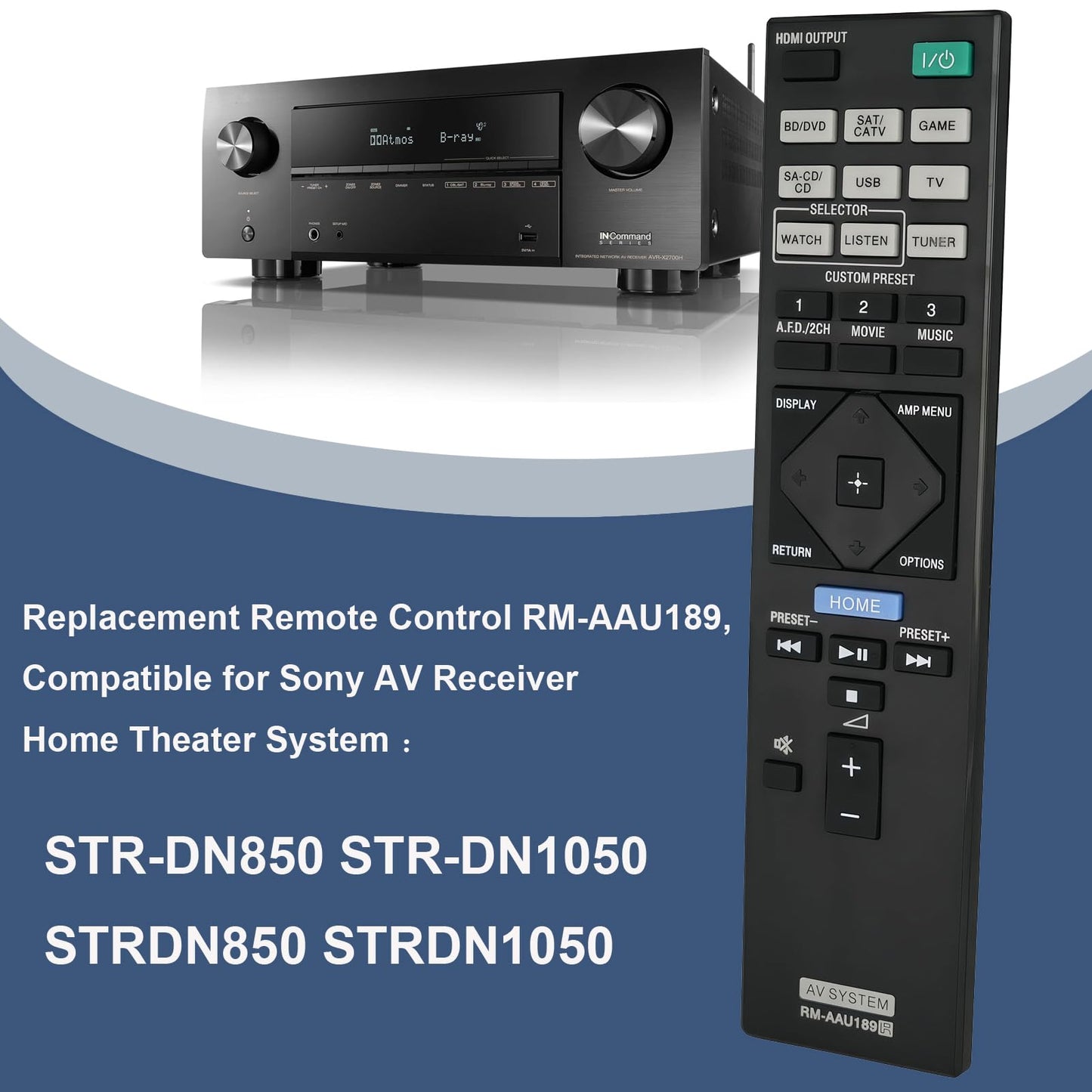 RM-AAU189 RMAAU189 Replaced Remote Control fit for Sony AV Receiver Home Theater System STR-DN850 STR-DN1050 STRDN850 STRDN1050