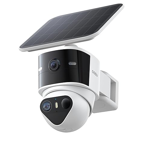 aosu T2 Pro Solar Security Cameras Wireless Outdoor, 3K Dual Cam No Blind Spot Security Camera for Home, 170° Wide + 360° PTZ, AI Human Vehicle