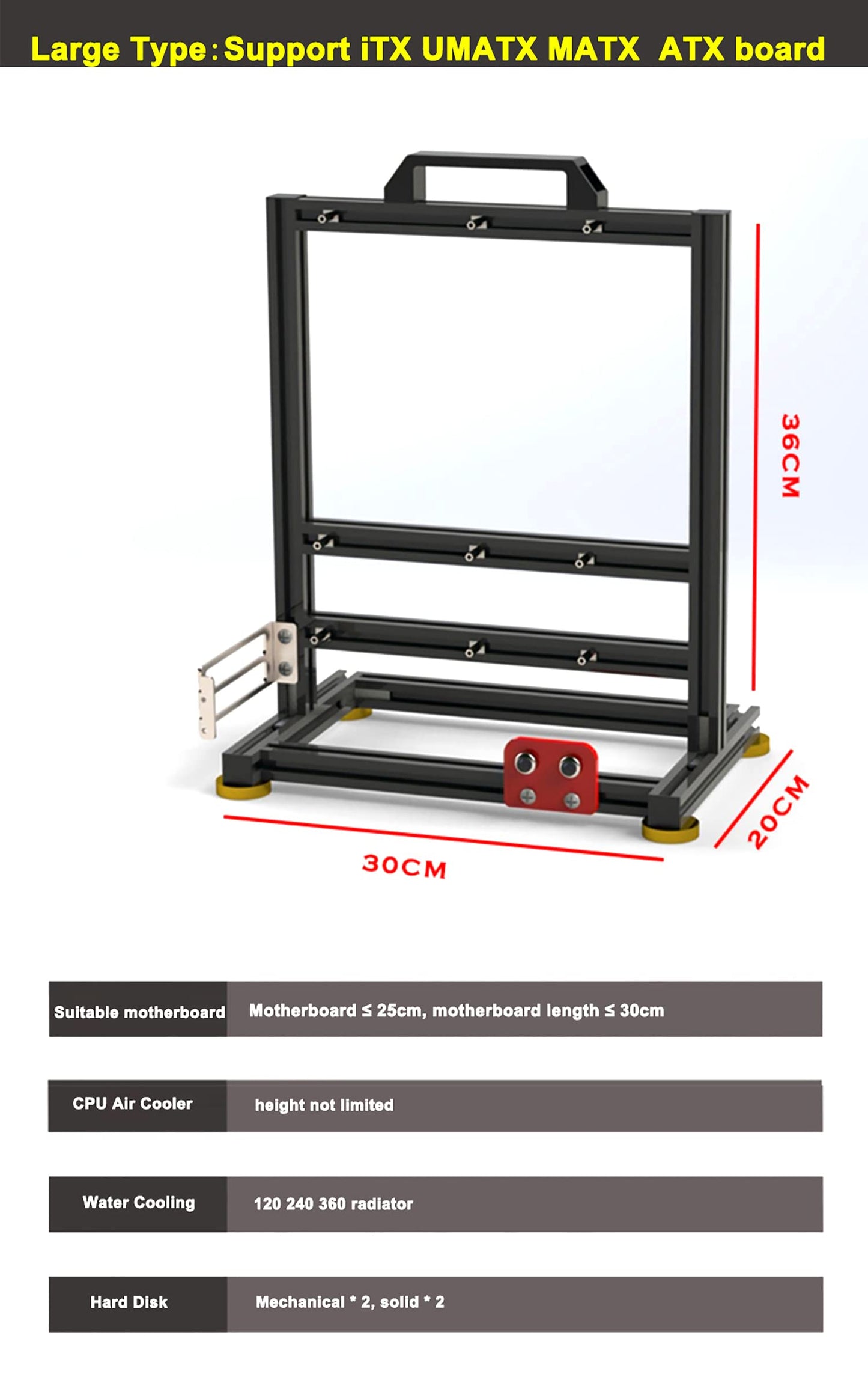 Aluminum Alloy Open Case Gaming Computer Chassis Desktop Bracket Water Cooling Box AtxPersonality Creativity