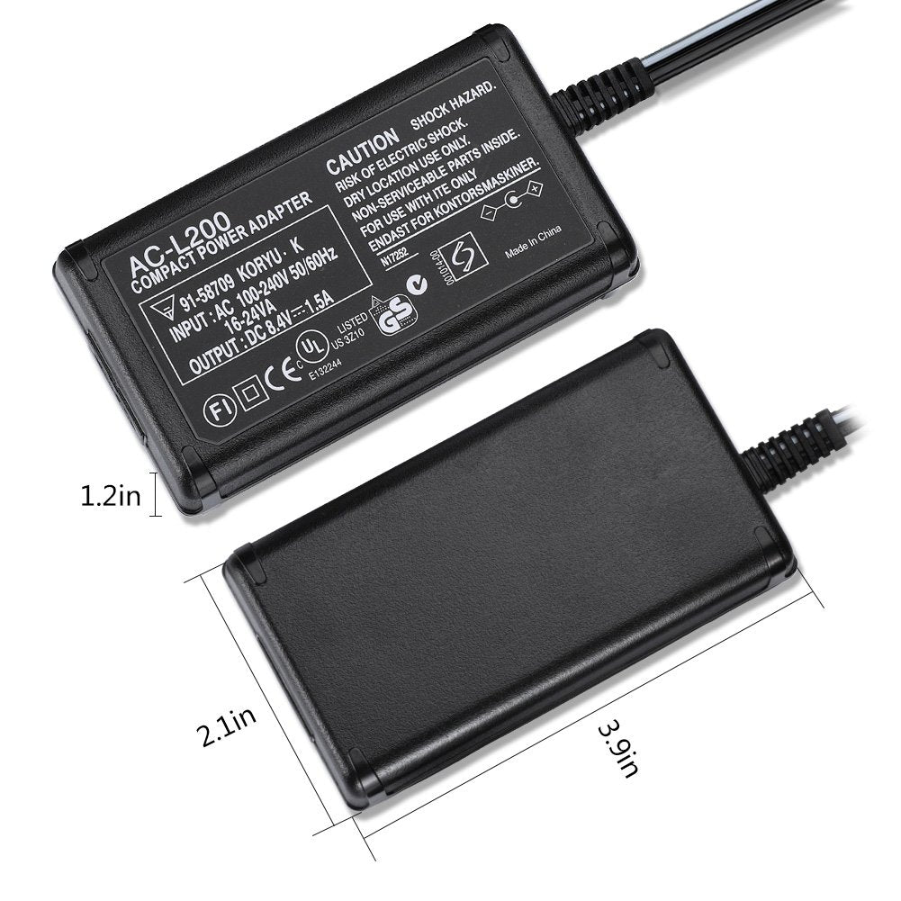 AC-L200 Compatible Sony Handycam Camcorder Charger, ACL200 Power Supply Cord, fit HDR-CX HDR-HC HDR-PJ HDR-SR DCR-DVD DCR-HC DCR-SR DCR-SX HDR-XR