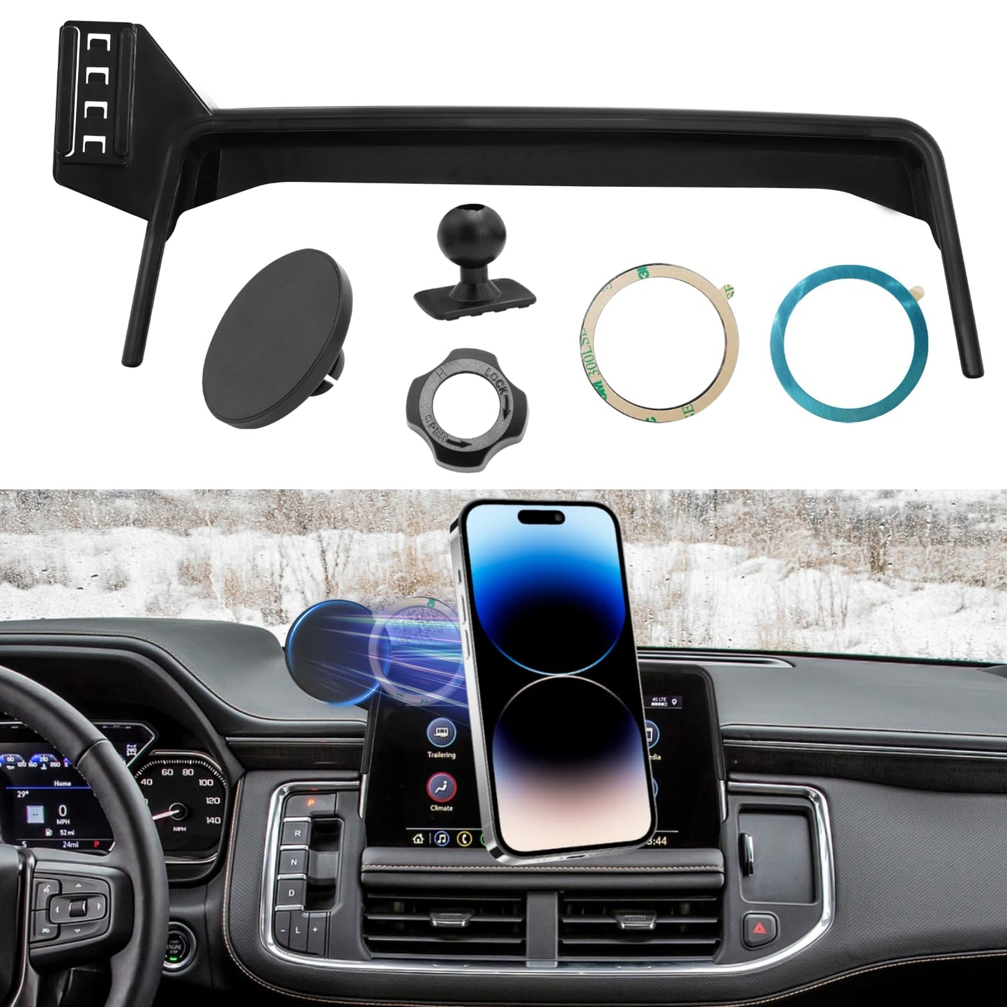 APESER Magnetic Phone Holder Mount Compatible with Chevy Suburban Tahoe/GMC Yukon 2021-2024,Cell Phone Automobile Cradles for 10.2 inch Touch