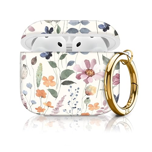 Case Cover Compatible with AirPods 4th Generation 2024, Shockproof for Women & Girls With Golden Round Buckle - Protective, Anti-Drop Design (Cute