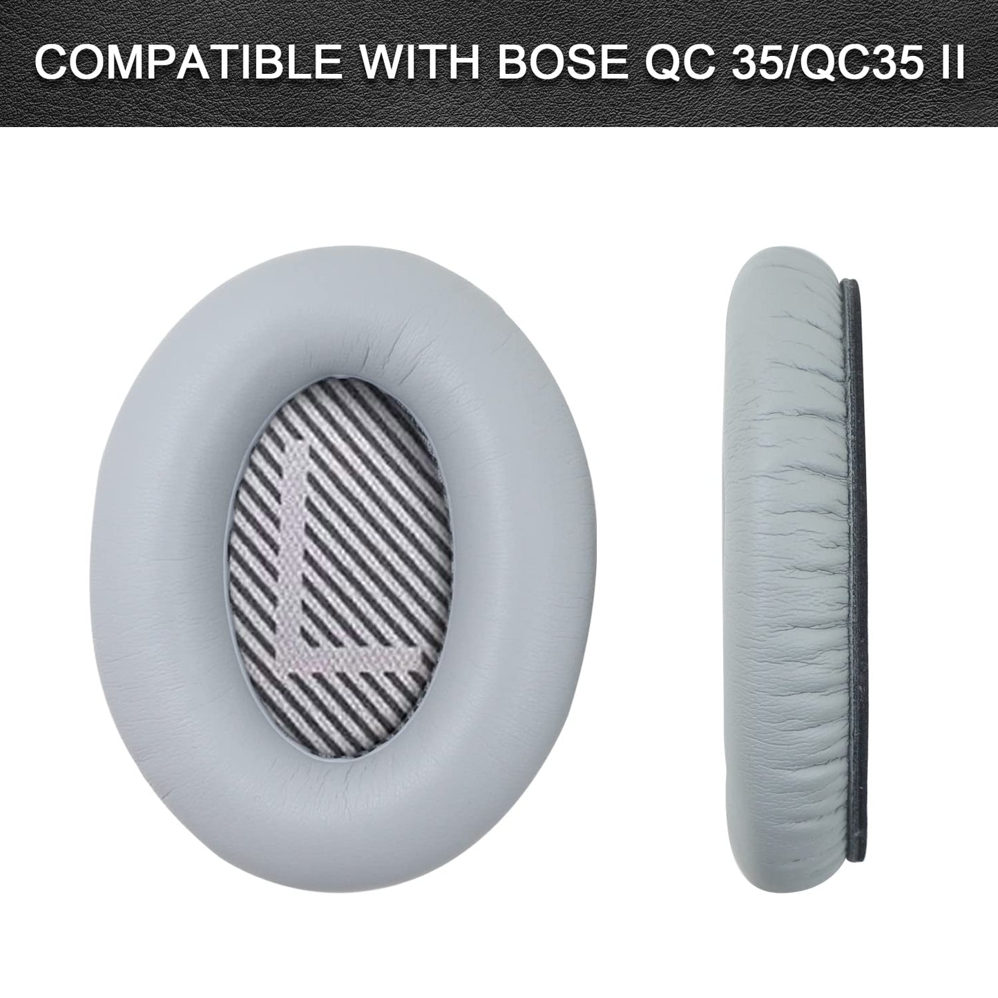 Replacement Ear Pads for Bose QuietComfort 35 35 II 15 25(qc 35 25 15/QC35 ii), Headphone Ear Covers, High Density Memory Cotton, Soft Leather
