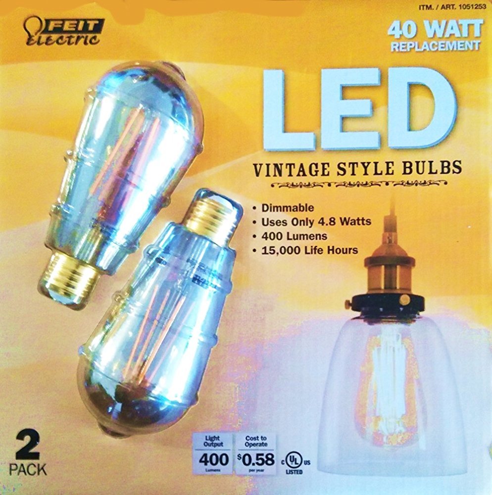 FEIT LED Vintage Style Bulbs - 4.8WATT/40WATT Replacement 2 Pack