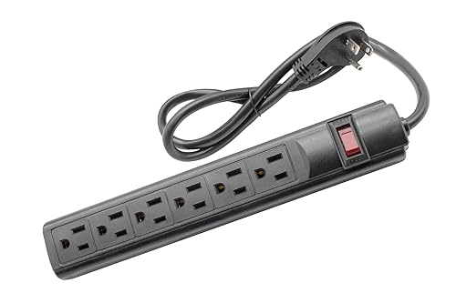 STEREN 6-Outlet Power Strip with 3ft Cord, Right Angle, 90 Degree, Black