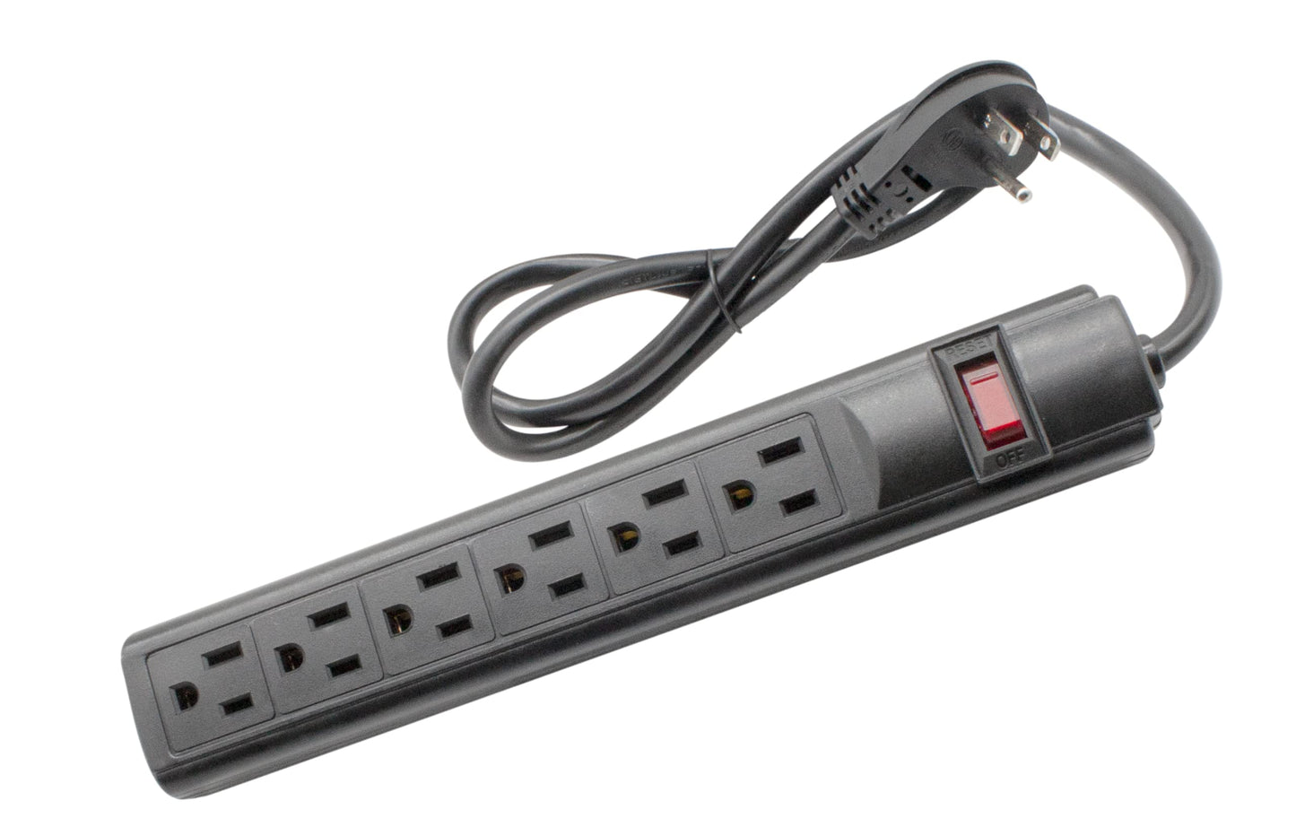 STEREN 6-Outlet Power Strip with 3ft Cord, Right Angle, 90 Degree, Black