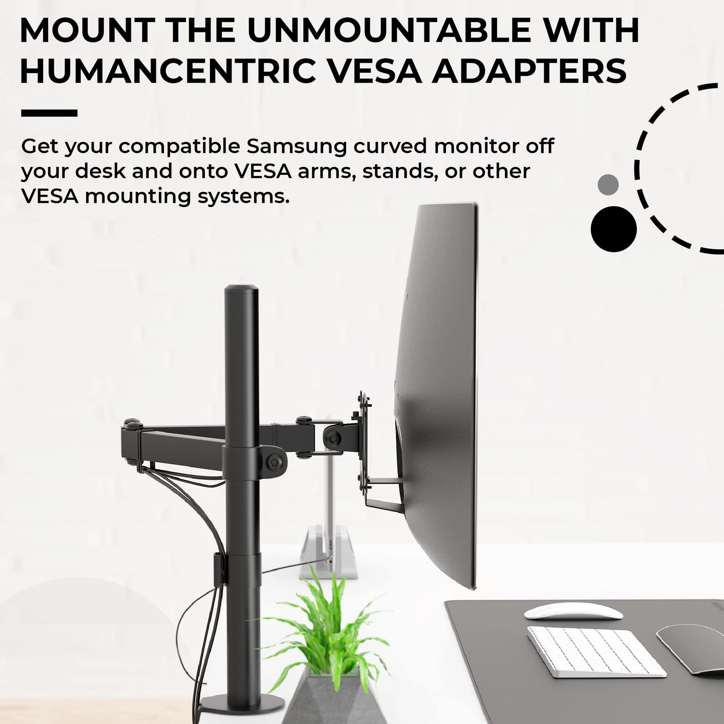 HumanCentric VESA Mount Adapter Compatible with Samsung Curved Monitors U32R590, U32R590C, U32R592, and U32R591, Adapter Bracket for VESA Stand, Arm