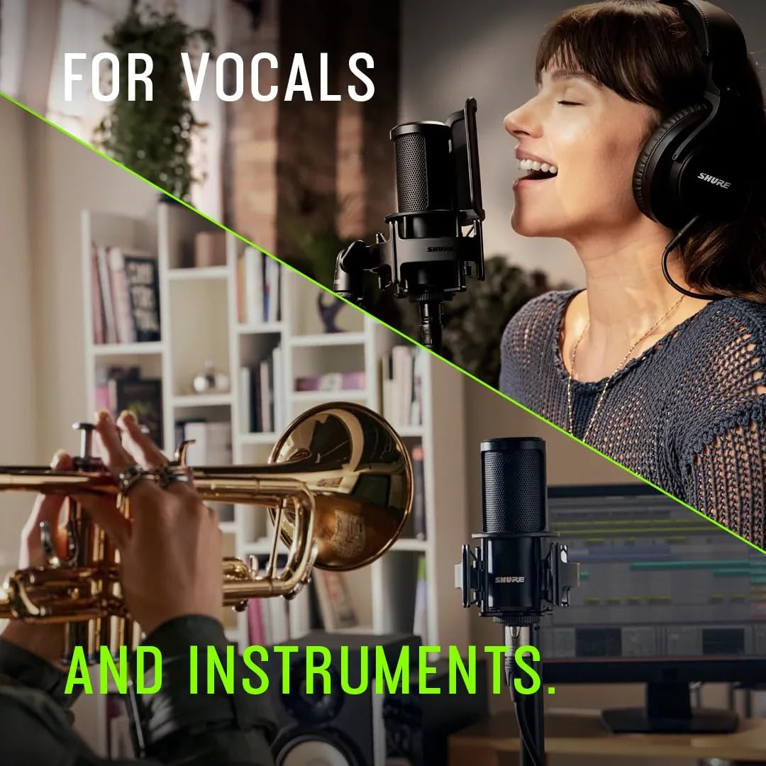Shure SM4-K Studio Condenser Microphone - XLR Mic for Home Studio Recording, Vocals & Instruments with Mix-Ready Sound & All-Metal Construction, Black
