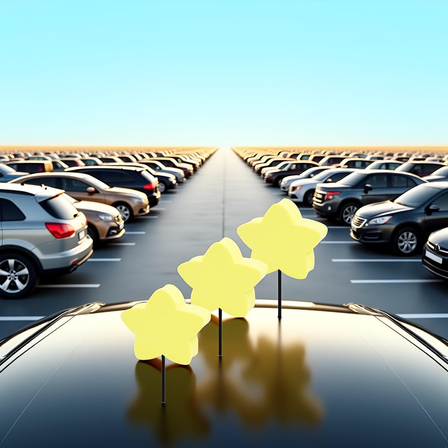 3 Pcs Yellow Star Car Antenna Topper - Easy to Find Car in The Parking Lot - Antenna Ball Antenna Toppers Exterior Accessories (2.9 * 3.1 inches)
