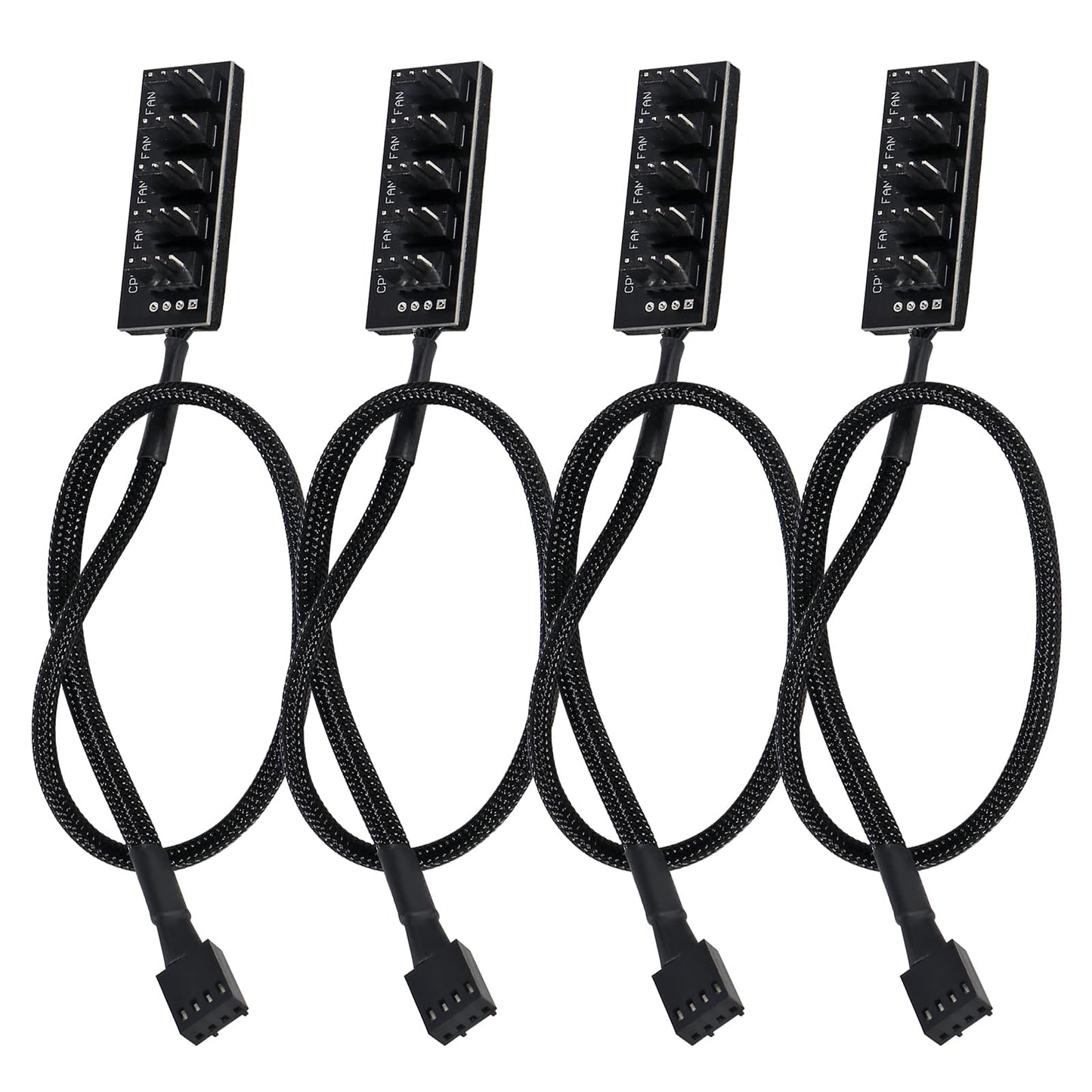 UMLIFE 4-Pack PWM Fan Hub, 1 to 5 Way Splitter PC Motherboard Case Power Extension Cable for ATX Computer 4-Pin and 3-Pin Cooling Fans