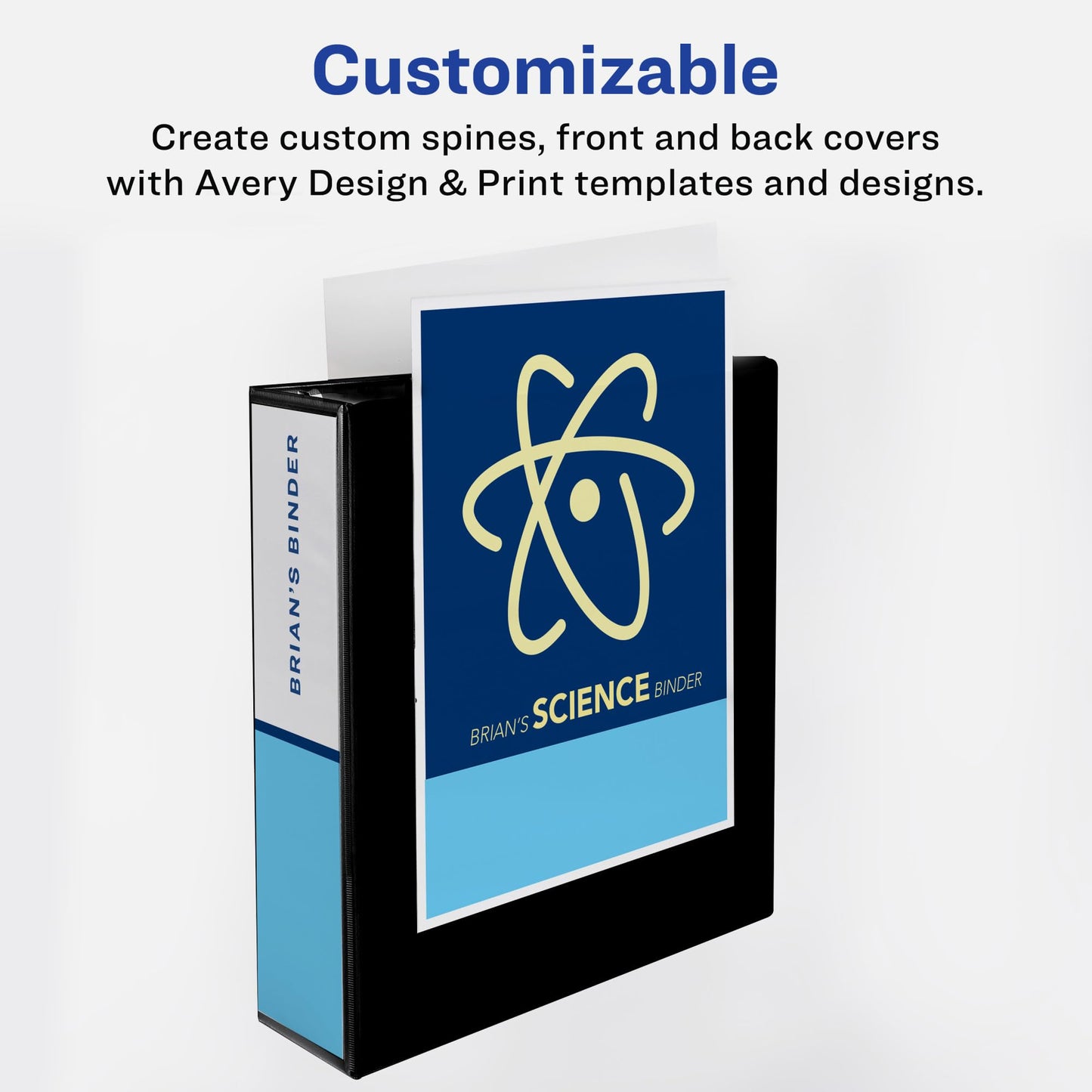 Avery® Standard View 3 Ring Binder, 2" Round Rings, 375-Sheet Capacity, 2.8 Inch Wide Spine, 1 Black Binder, Ideal for Lightweight Organization