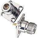 TUOLNK N Female 4 Hole Panel Mount Connector N Female Jack Coax Adapter Chassis Mount N Type RF Coaxial Antennas Connector Pack of 2