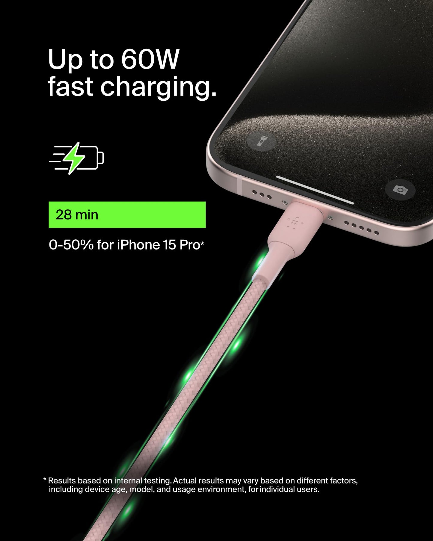 Belkin BoostCharge (2M/6.6ft) Braided USB-C to USB-C Cable for iPhone 17, iPhone 17 Pro, iPhone 17 Pro Max, Galaxy S25, S24, Note, Pixel 10 & 9, iPad