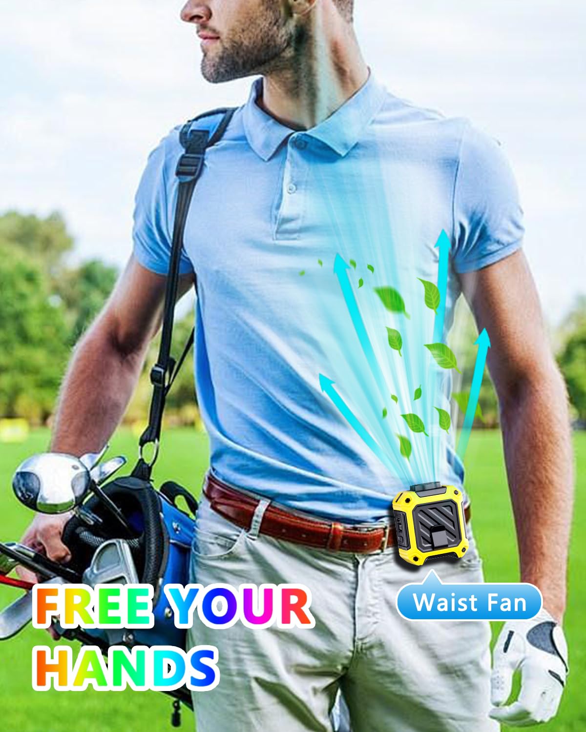 ODDDOTTT 2025 AI Portable Waist Fan 10000 mAh Rechargeable with LED Display & 40H Runtime,5 Speed 16000RPM Cooling Personal Clip Fan,35ft/s Wind Speed