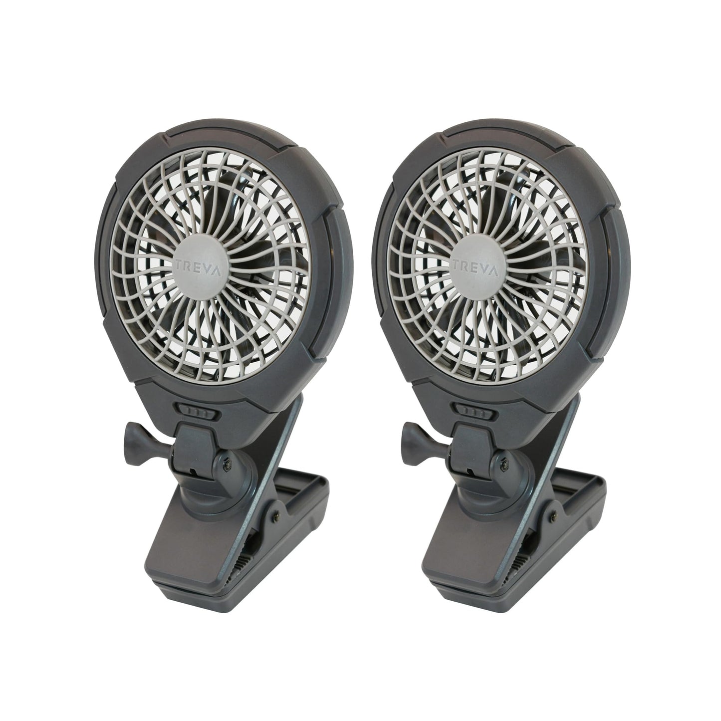 O2COOL Treva 5 in Battery & USB Powered Clip on Fan 2-Speed Grey 2-Pack