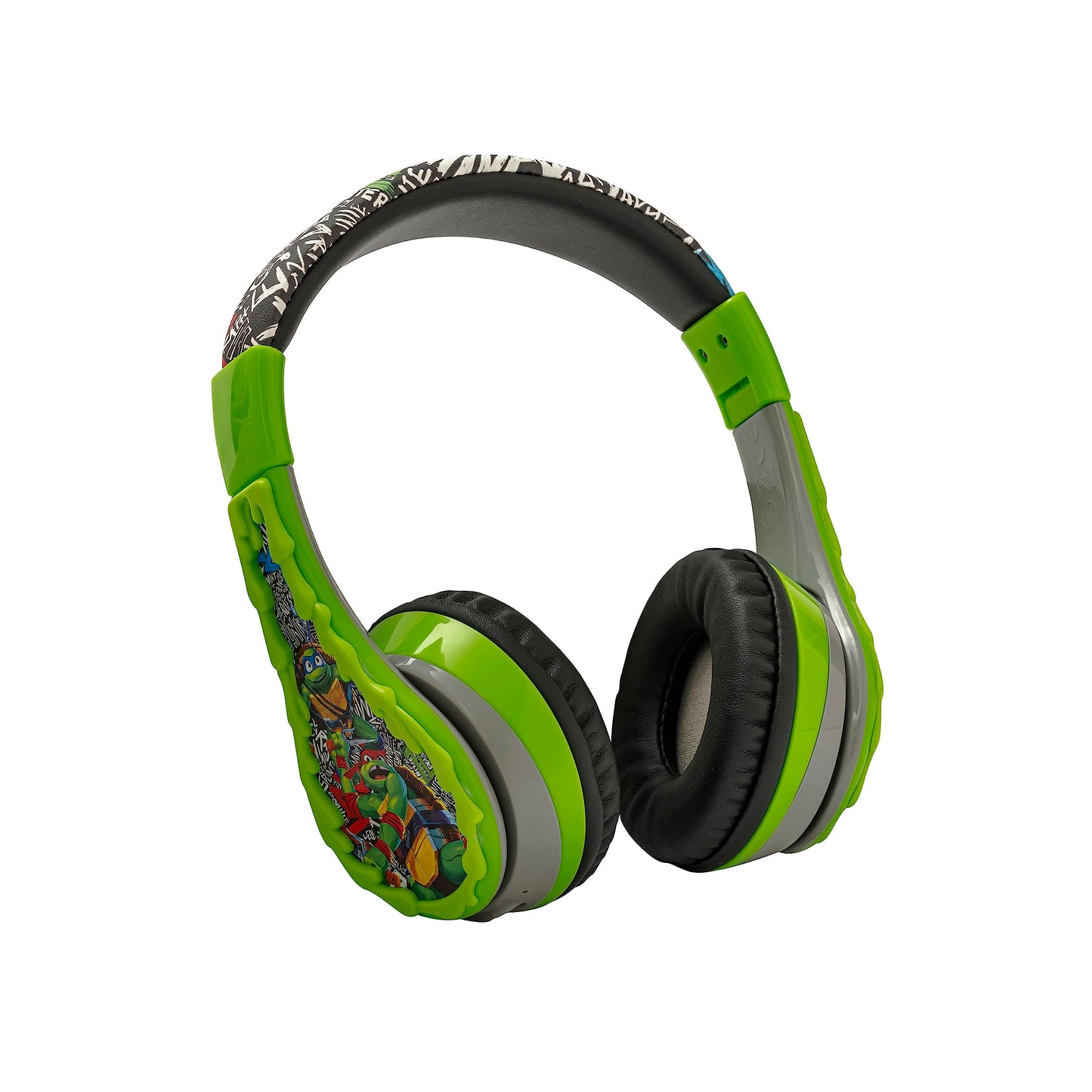 Teenage Mutant Ninja Turtles Bluetooth Headphones for Kids, Wireless Headphones with Microphone, Includes Aux Cord (Ninja Turtles)