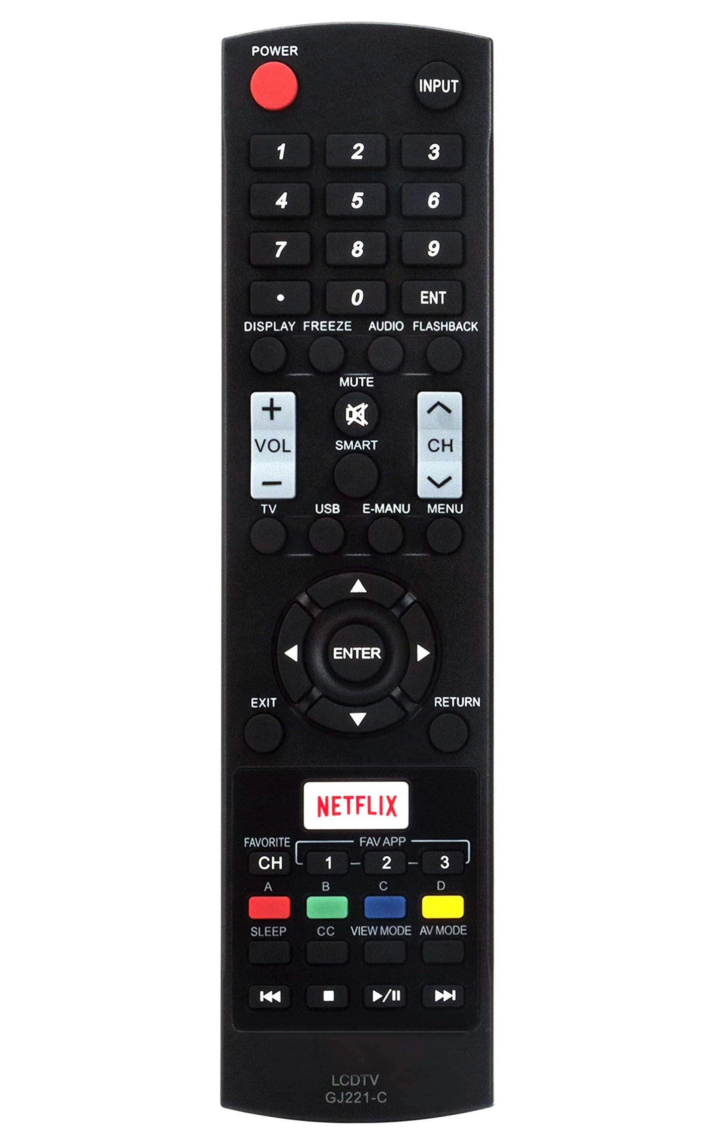 GJ221-C Replaced Remote fit for Sharp LCD TV LC32LE653U LC-32LE653U LC40LE653U LC-40LE653U LC43LE653U LC-43LE653U LC48LE653U LC-48LE653U LC55LE653U