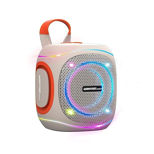 WorryFree Gadgets 10W Portable Speaker with RGB Lights, Big Bass LED Lights, Supports TF Card/USB, AUX in, TWS for Party (Off White)
