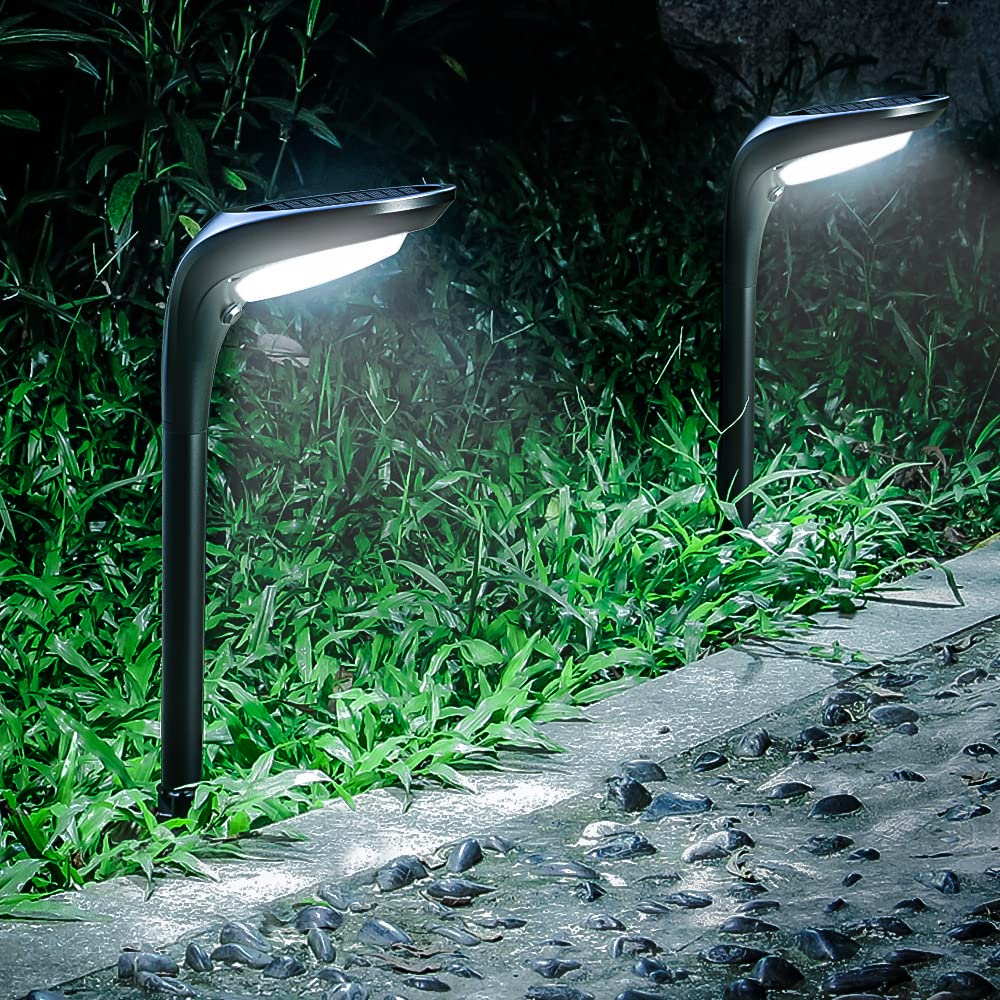 OSORD Solar Pathway Lights Outdoor 4 Pack - 150 LM High Bright Solar Lights Outdoor Waterproof IP65, Warm/Cool 2 Color Modes, Landscape Path Light