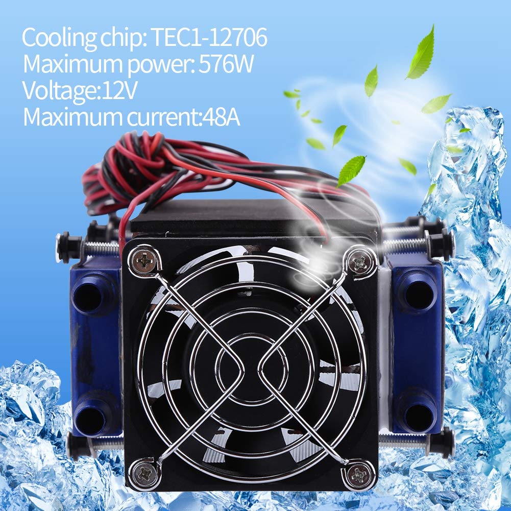 Thermoelectric Peltier Cooler, DC 12V 576W 8 Chip TEC1-12706 DIY Thermoelectric Cooler Refrigeration Cooling Fan System Heatsink Kit, Low Noise Air