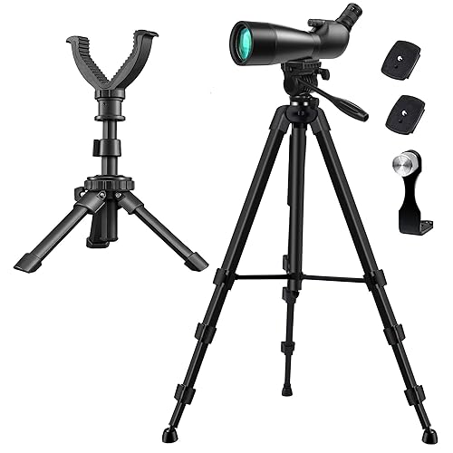 Spotting Scope Tripod, Shooting Tripod and Shooting Stand Rest Hunting V Yoke, with Binoculars Adapter and 2 QR, Compatible with Binoculars/Spotting