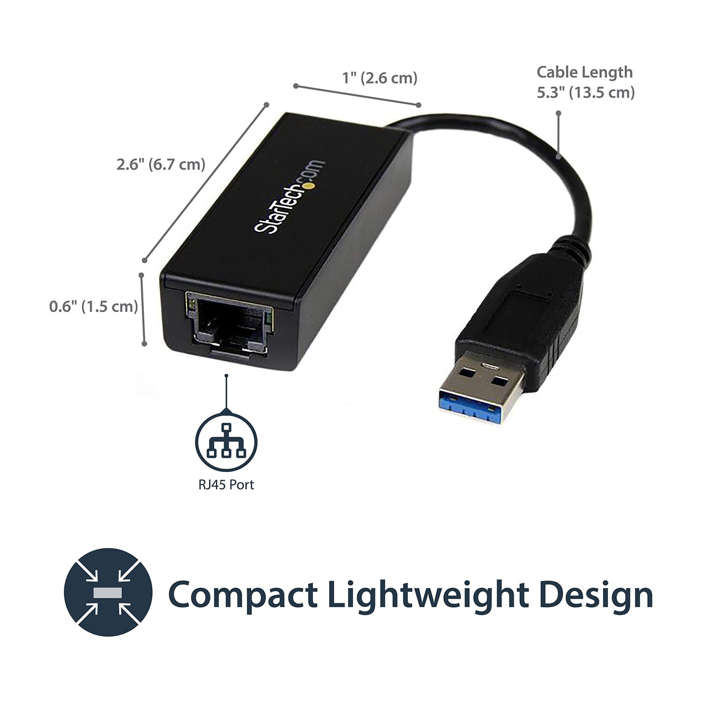 StarTech USB 3.0 to Gigabit Ethernet NIC Network Adapter - USB to RJ45 for 10/100/1000 Network