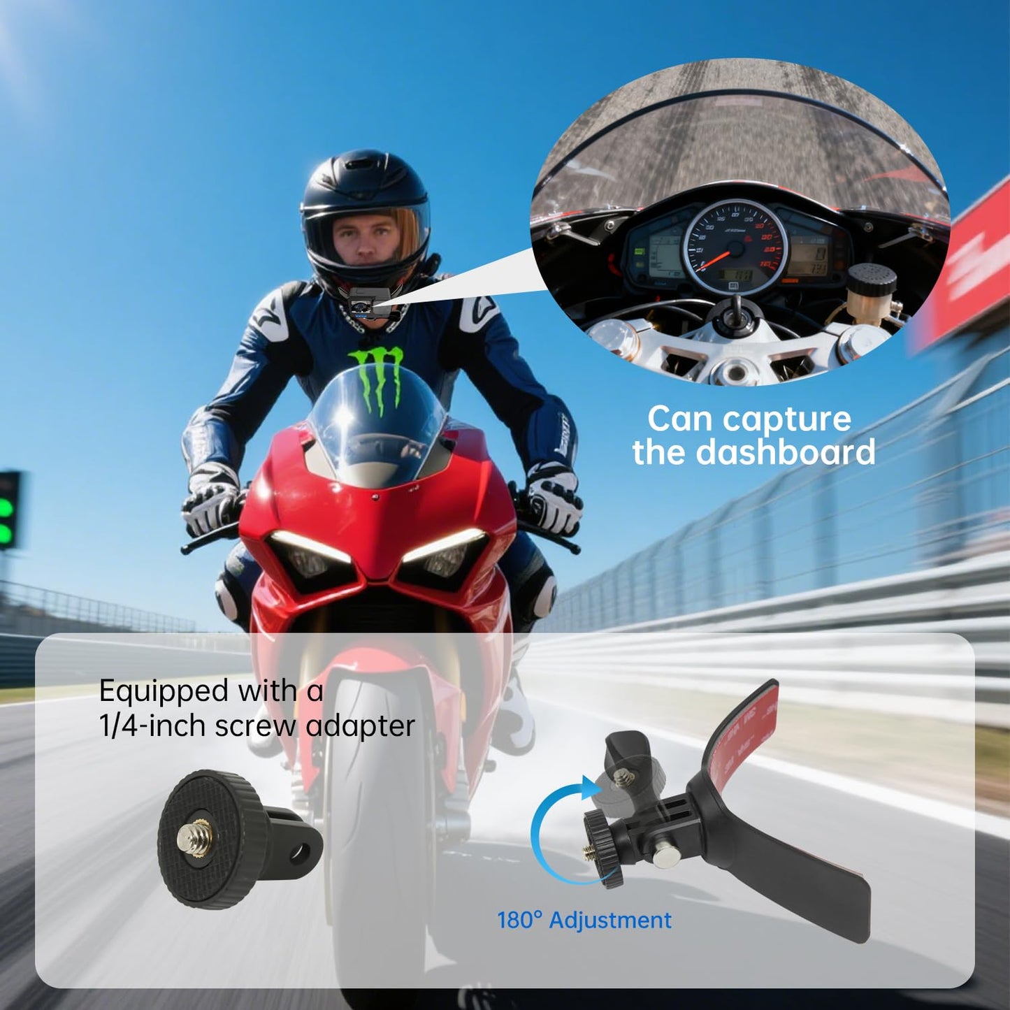 Suptig Helmet Chin Mount for GoPro Max Hero 13 12 11 10 9 8 Insta360 X5 X4 DJI Osmo Nano Action 3 4 5 Pro 6, More Action Camera, Bike Holder Mount