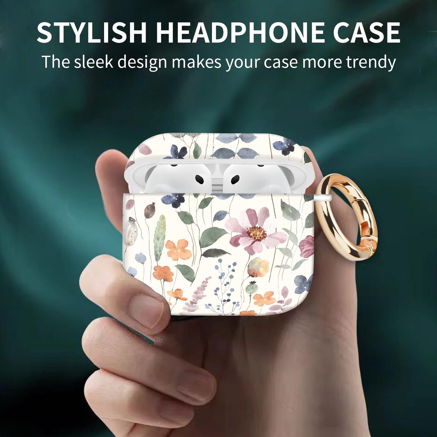 Case Cover Compatible with AirPods 4th Generation 2024, Shockproof for Women & Girls With Golden Round Buckle - Protective, Anti-Drop Design (Cute