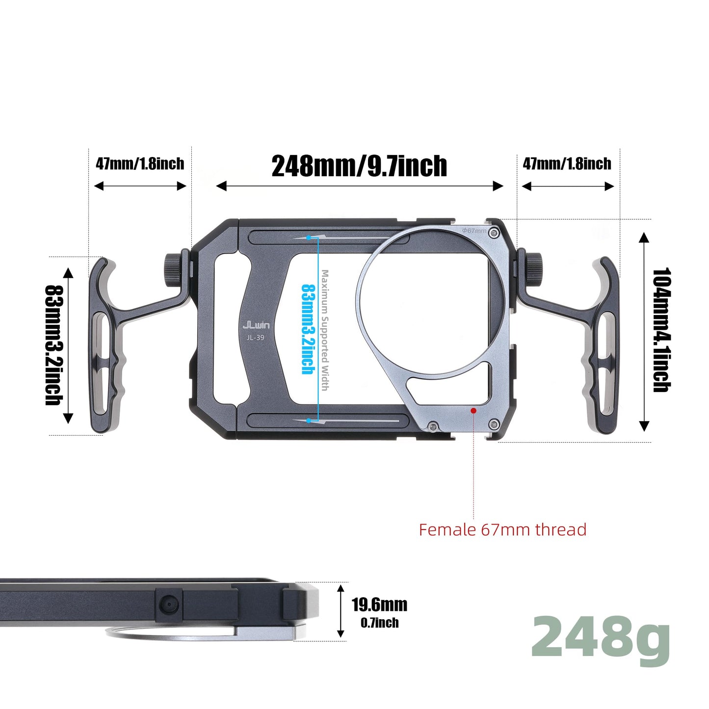 Universal Aluminum Phone Cage Video Rig Kit Stabilizer with Handles + 67mm Thread Filter Adapter Rig for iPhone 17 16 15 14 Pro Max Samsung Cell Phone