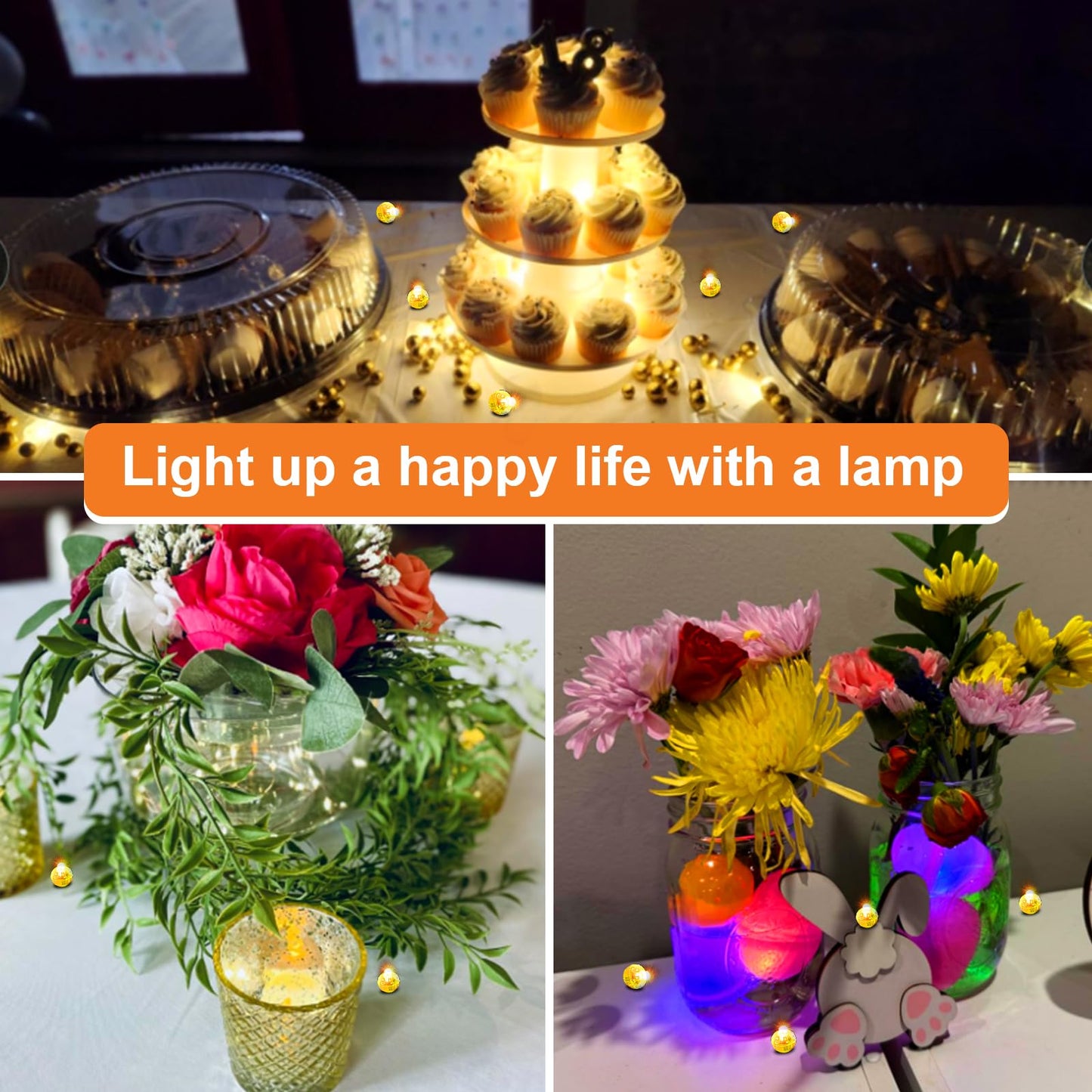 100pcs Warm White LED Mini Round Flashing Balloon Lights Long Standby Time Reusable Waterproof Balloons Light with Hook for Balloon Paper Lantern