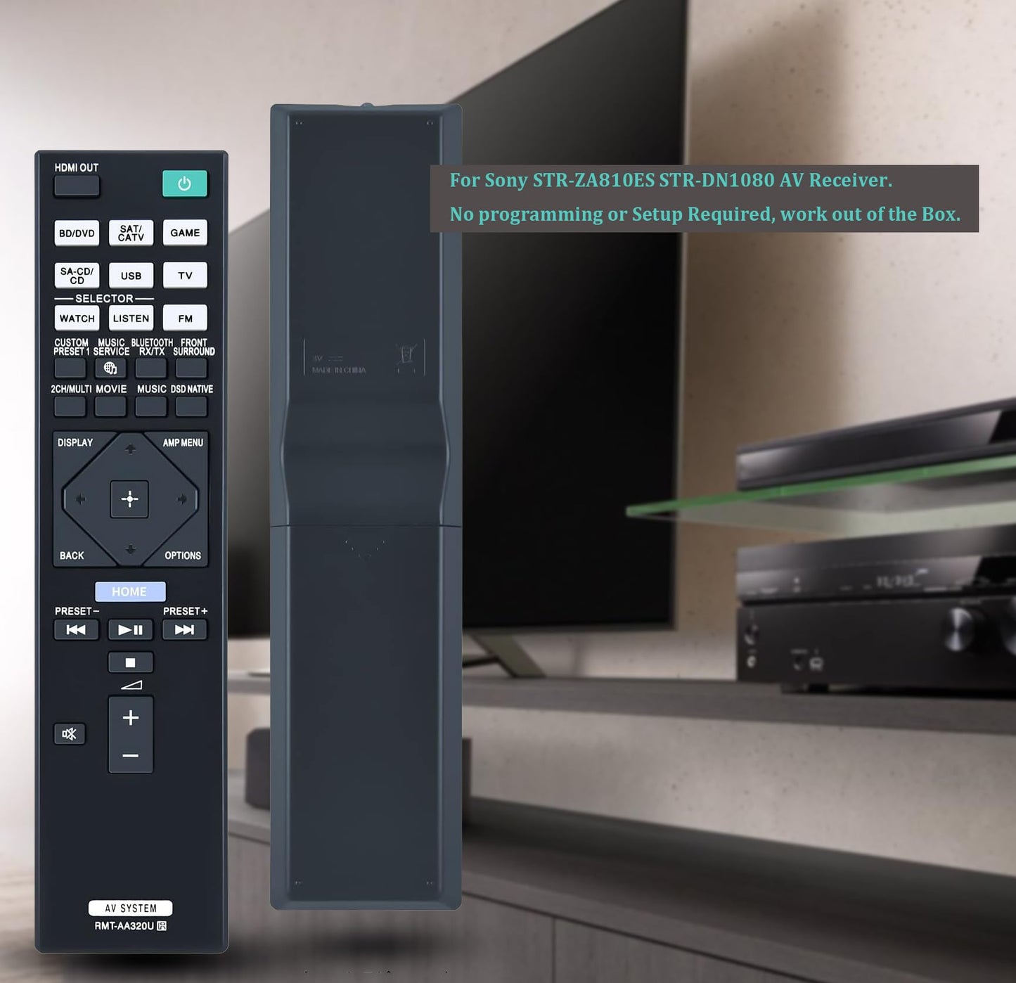 RMT-AA320U Replacement Remote Control for Sony STR-DN1080 STRDN1080 STR-DH770 STR-ZA810ES STRZA810ES STR-DN1070 AV Receiver