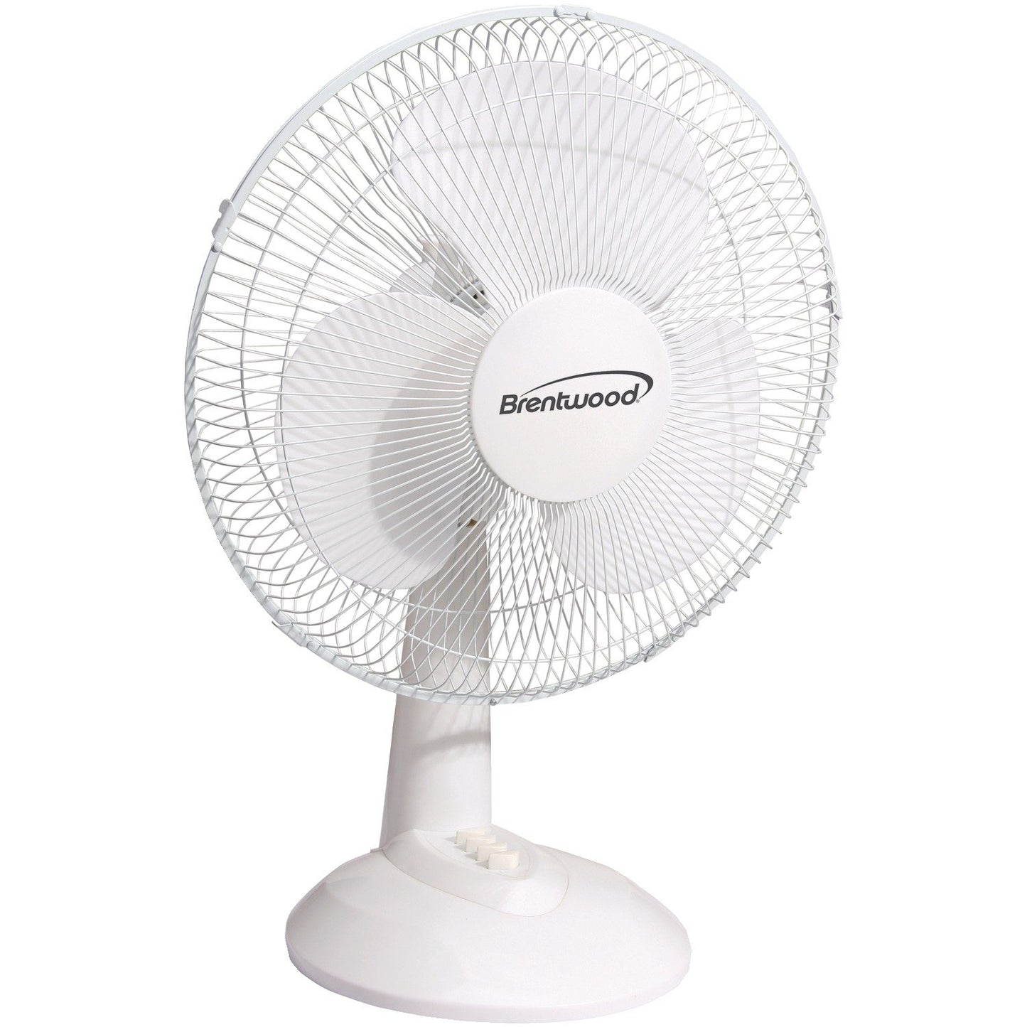 Brentwood Kool Zone F-12DW Oscillating Desk Fan,3-Speed 12-inch,White