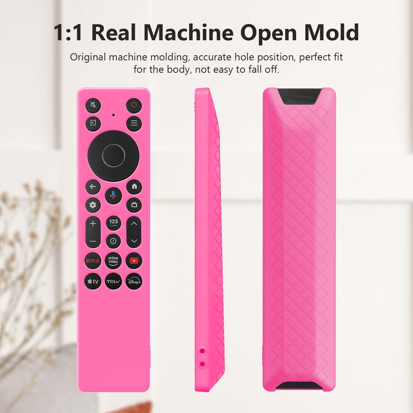 JCMOYUTY Silicone Case for TCL RC813A FMB1 / RC923A FMB1 Remote, Protective Cover for TCL 2025 QM6K QM7K TV Remote, Glow Hot Pink Sleeve