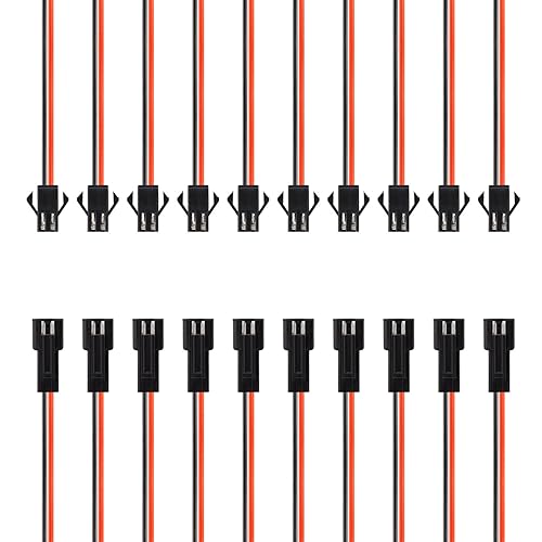 SIM&NAT 20 Gauge Silicone JST SM Connectors Plug, 5.9 inches Male Female 2 Pins EL Wire Cable, 10 Pairs