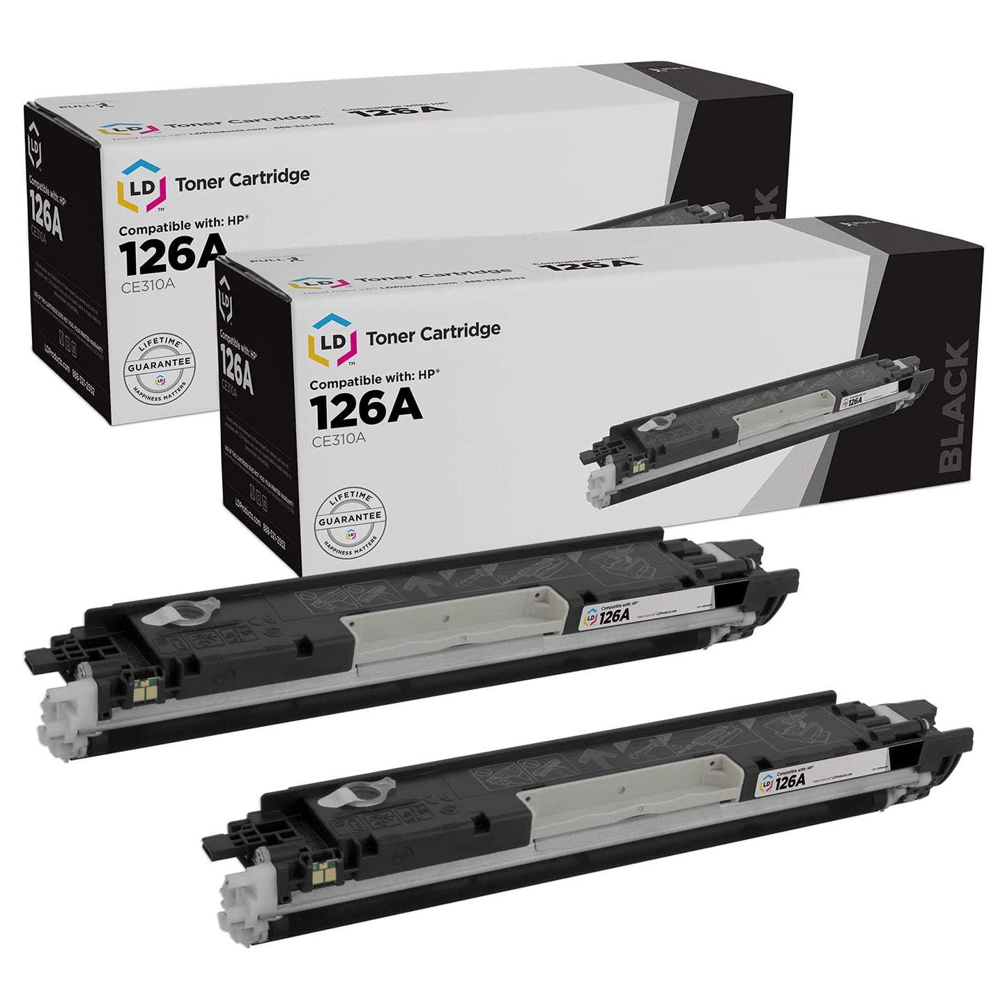 LD Products Remanufactured Toner Cartridge Replacement for HP 126A CE310A (Black, 2-Pk) Compatible with for LaserJet Color LaserJet LaserJet Pro 100