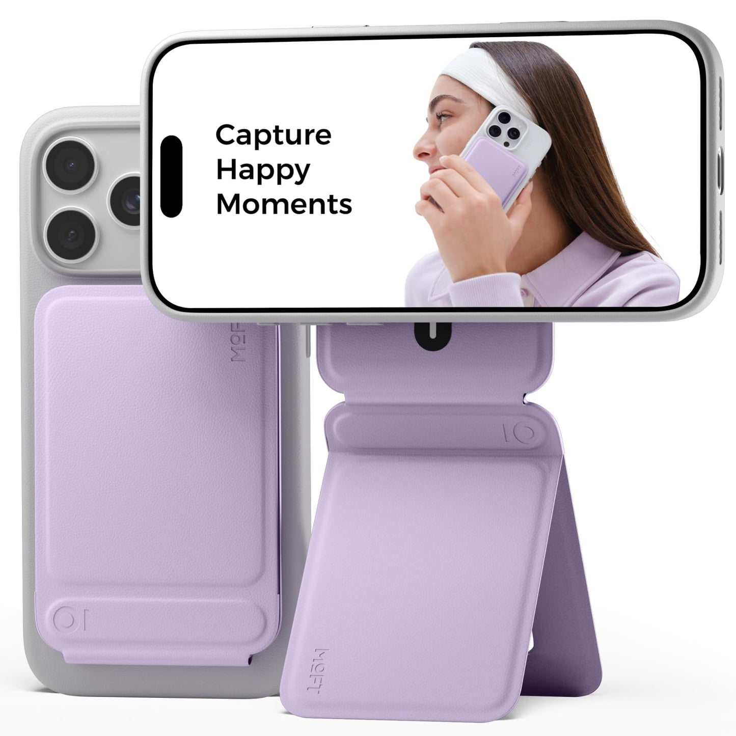 MOFT Phone Tripod Stand Selfie Stick for iPhone, Multi-Angles iPhone Stand, Lightweight & Portable Phone Holder, Strong Magnets, MOVAS Vegan Leather