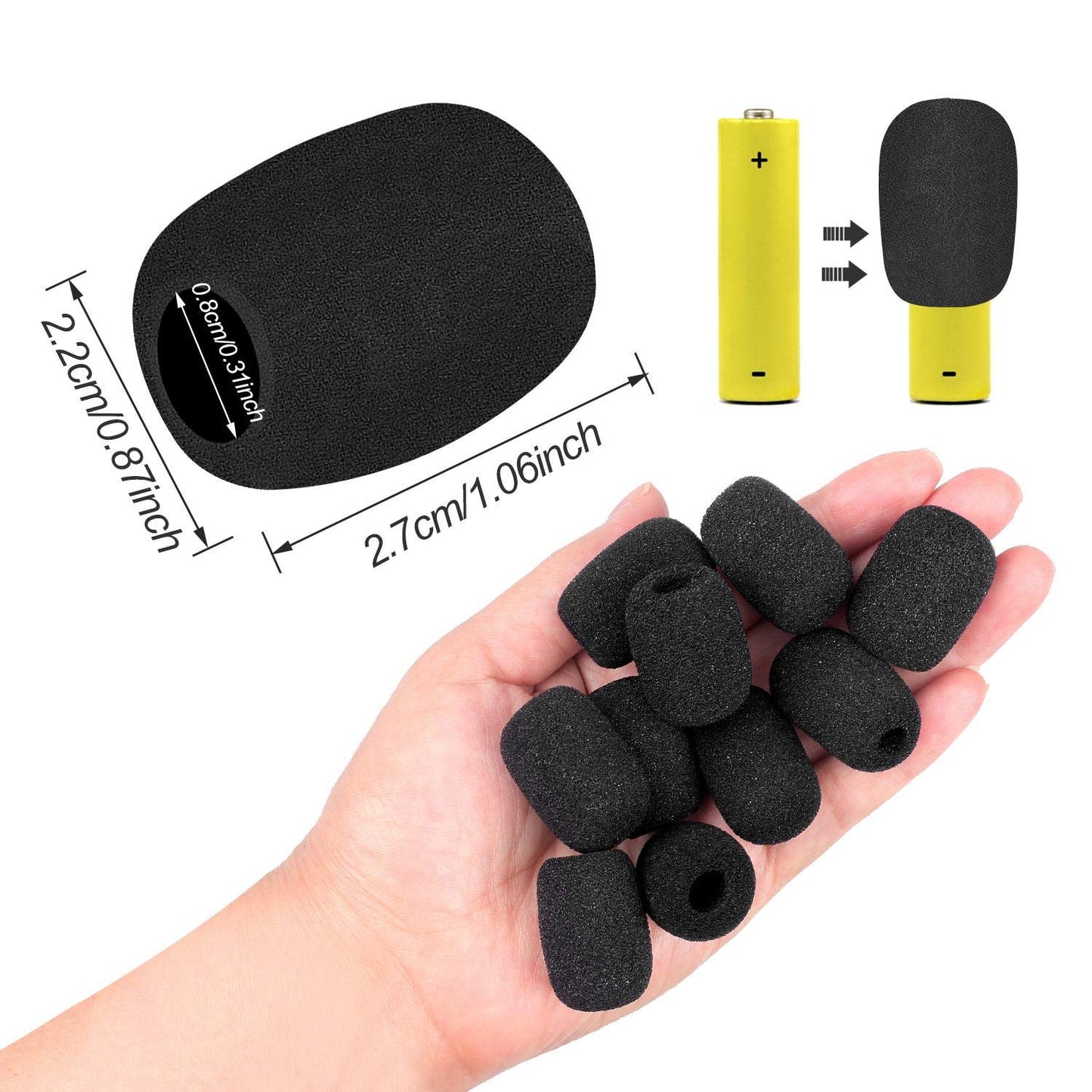 Phinus 10 Pack Lapel Microphone Windscreen, Headset Windscreen, Mic Foam Covers Lavalier Microphone Windscreen for Variety of Headset Microphone