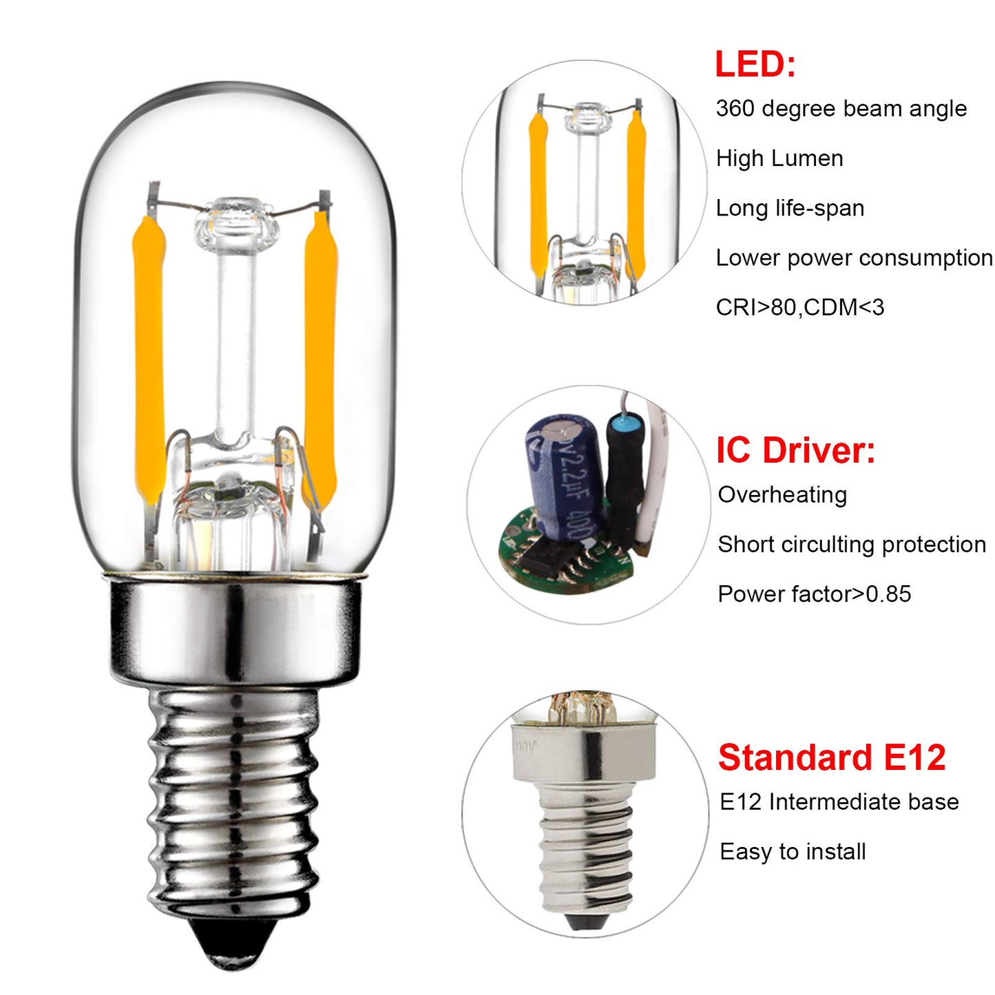 LiteHistory T22 T7 E12 Bulb,Night Light Bulbs,for Himalayan Salt Lamp,2700K