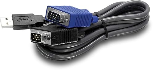 TRENDnet 2-in-1 USB VGA KVM Cable, TK-CU10, VGA/SVGA HDB 15-Pin Male to Male, USB 1.1 Type A, 10 Feet (3.1m), Connect Computers with VGA and USB