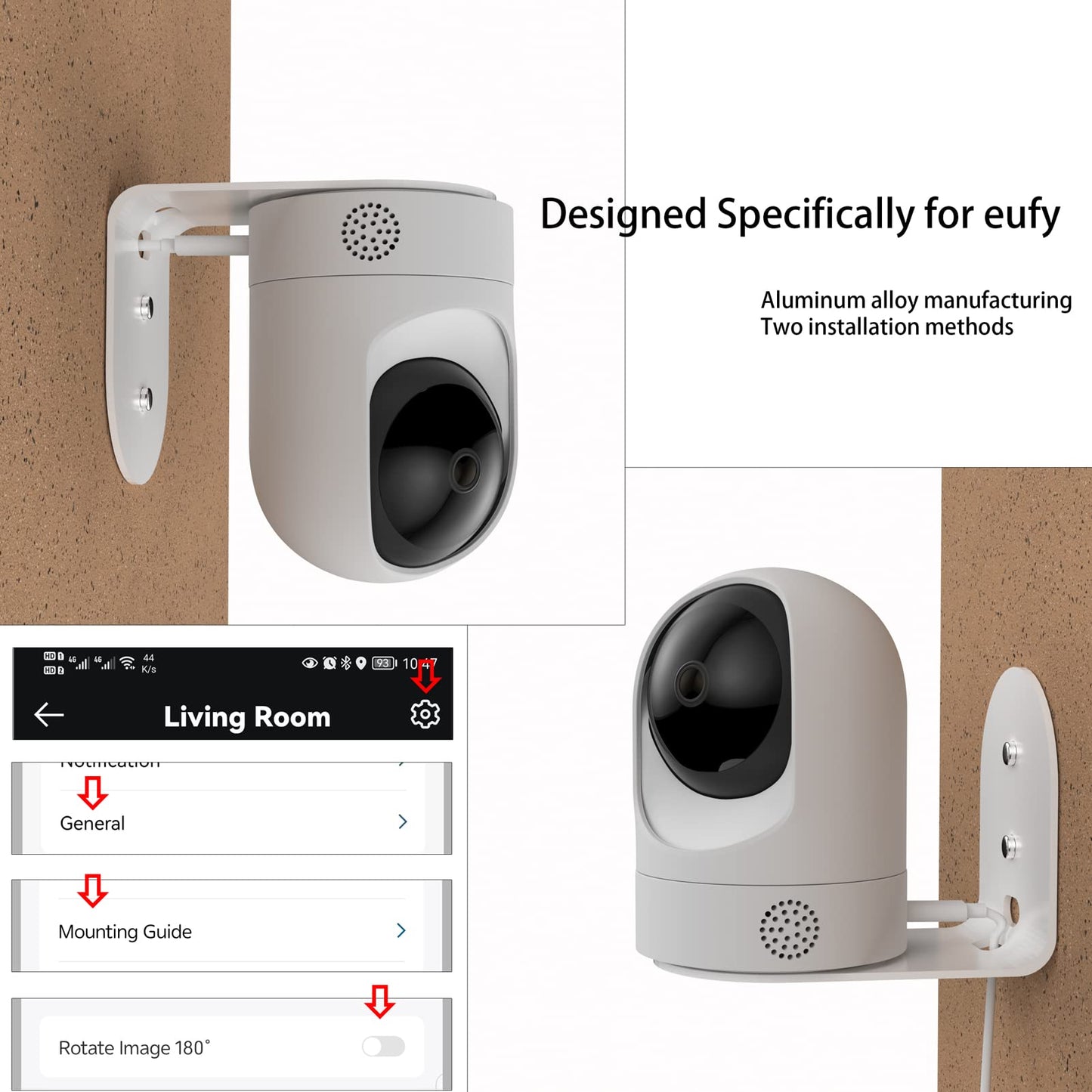 2 Pack Metal Wall Mount Compatible with Eufy Security Indoor Cam E220 and Eufy P24, Provide Better Viewing Angles