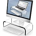 AboveTEK Acrylic Monitor Stand - Clear Monitor Riser & Computer Desk Stand, Premium Acrylic Laptop Stand for Home Office, PC TV Stand with Keyboard