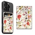 AFYEWKC Phone Card Holder Leather, Dual Pocket Phone Wallet Stick On, Adhesive Cute Credit Card Sleeves for Phone Case Compatible with Most Phones