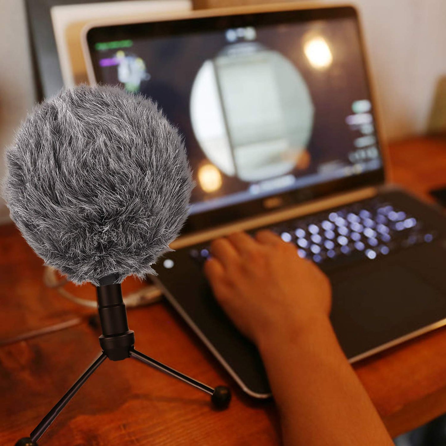 SUNMON Deadcat Mic Windshield Fur Filter for Blue Snowball iCE Condenser Microphone - Outdoor Mic Windscreen Wind Muff (Grey)