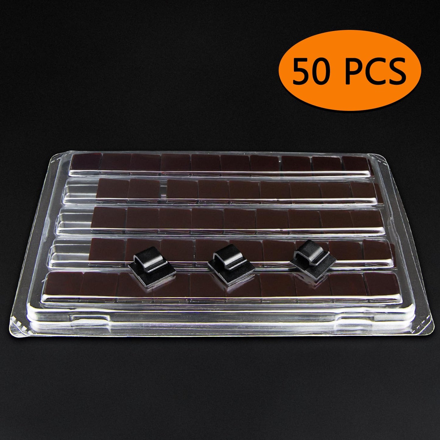 SOULWIT 50 Pcs Self Adhesive Cable Management Clips, Cable Organizers Sticky Wire Clips Cord Holder for TV PC Laptop Ethernet Cable Desktop Home