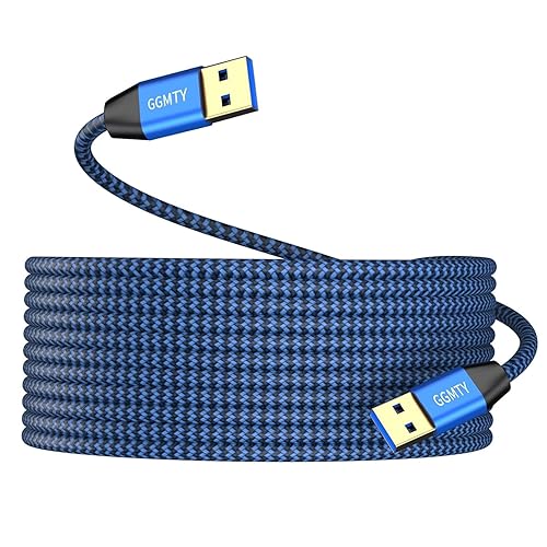 USB to USB Cable 25FT,Durable Braidedfor USB 3.0 Male to Male Type A to Type A Cable Data Transfer Compatible with Hard Drive, Laptop, DVD Player, TV