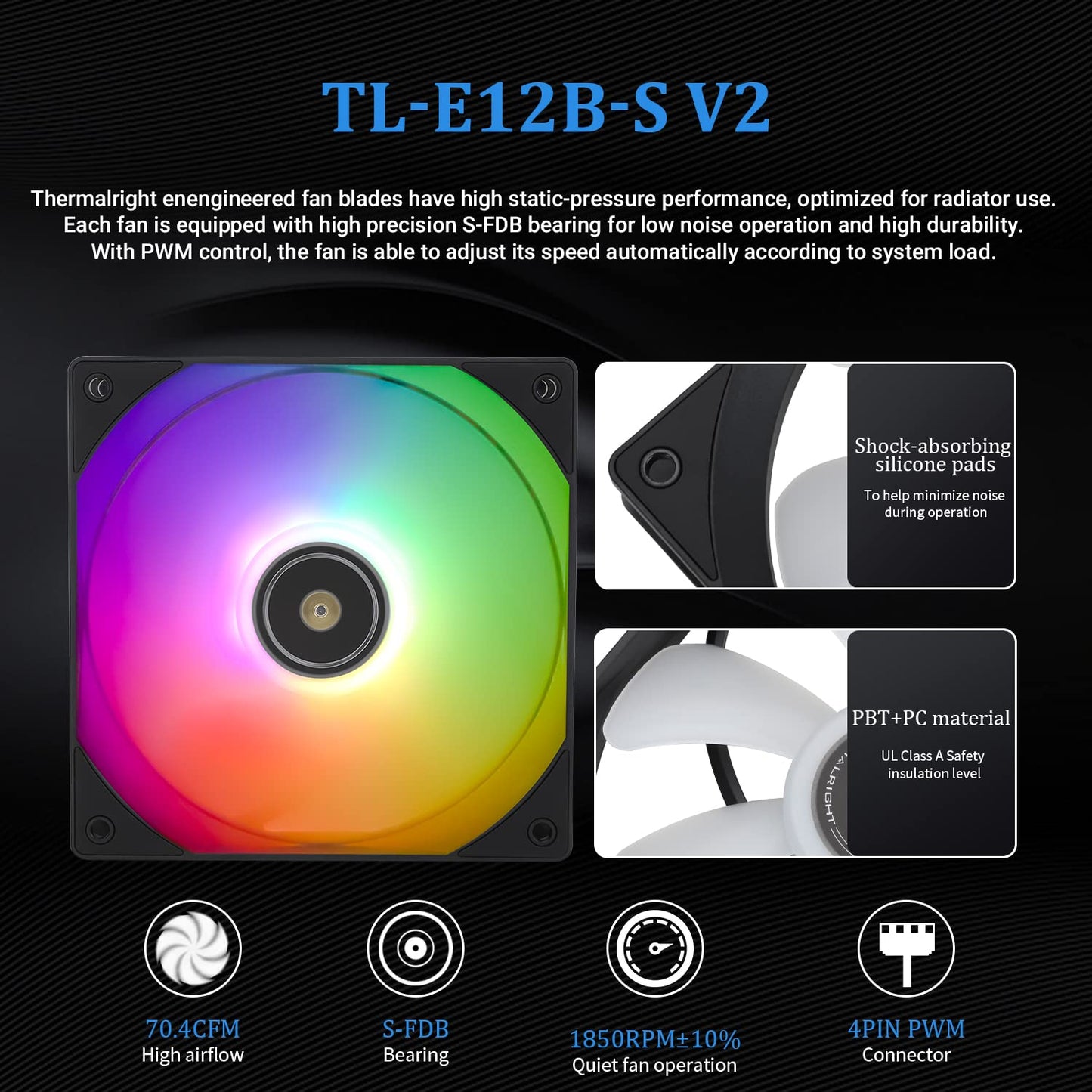 Thermalright Frozen Prism 240 Black ARGB AIO Water Cooler,Liquid CPU Cooler, 2×120mm PWM Fans Water Cooling System,1850RPM High Speed,Compatible