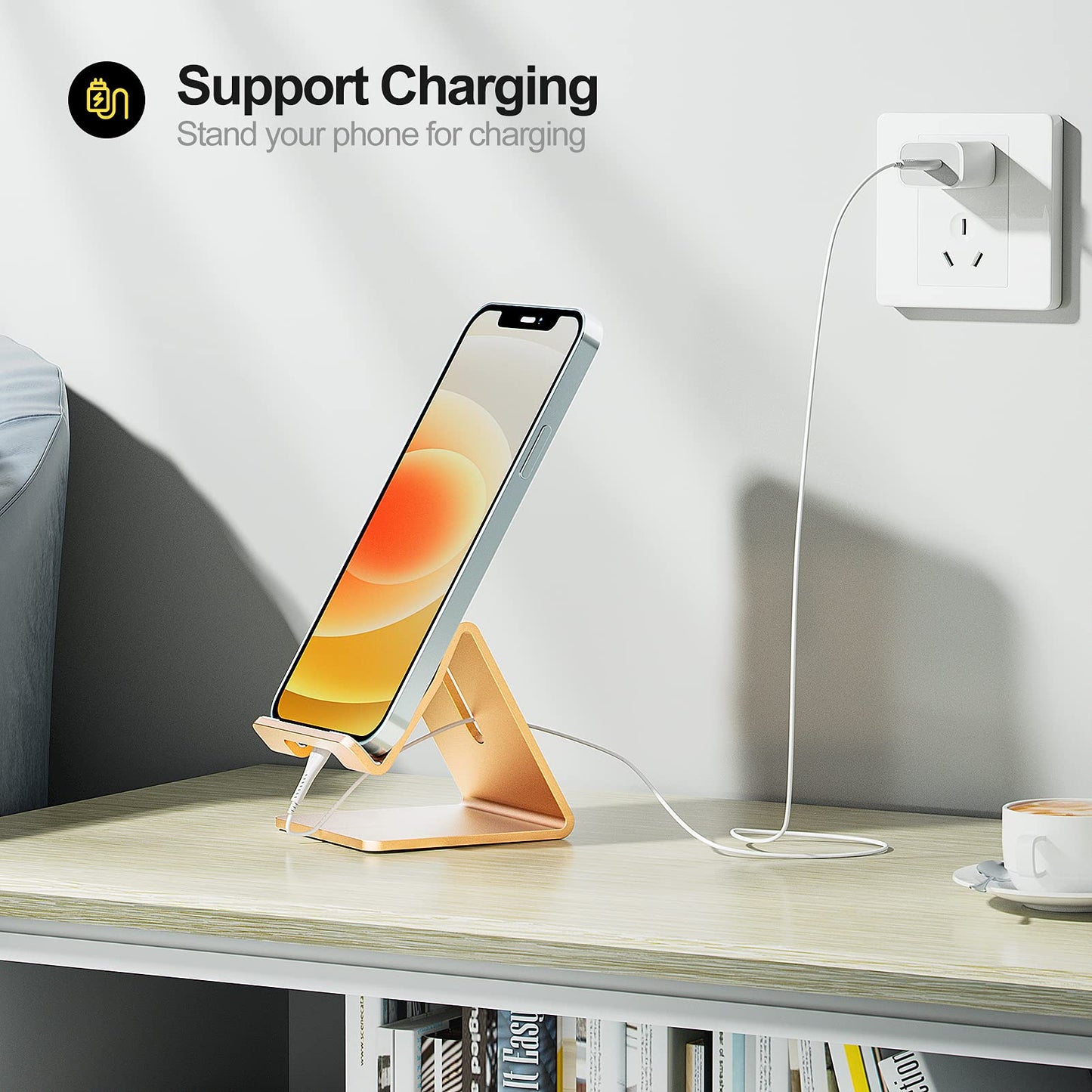 Urmust Desk Cell Phone Stand Holder Aluminum Phone Dock Cradle for iPhone 14 13 12 11 Pro Xs Max Xr X 8 7 6 6s Plus 5 5s 5c, Office Decor Office