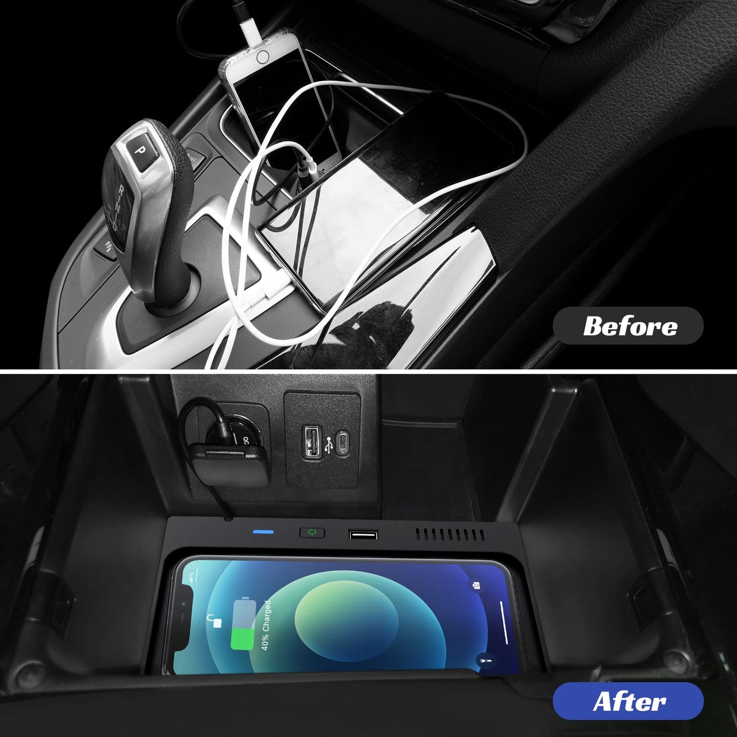 CreekT® Wireless Car Charger for Ford Explorer Center Console Accessories 2024 2023 2022 2021 2020, with USB Ports Compatible Wireless Charging Pad