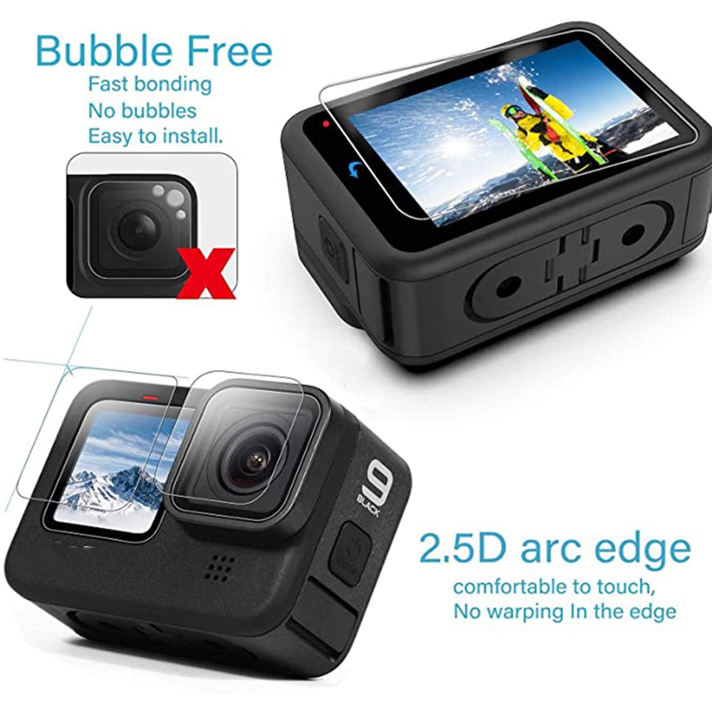 Accessories Kit Protective Soft Silicone Case for GoPro Hero 12/11/10/9 Black, Sleeve Case with Rubber Lens Cover + Screen Protector + Battery Side